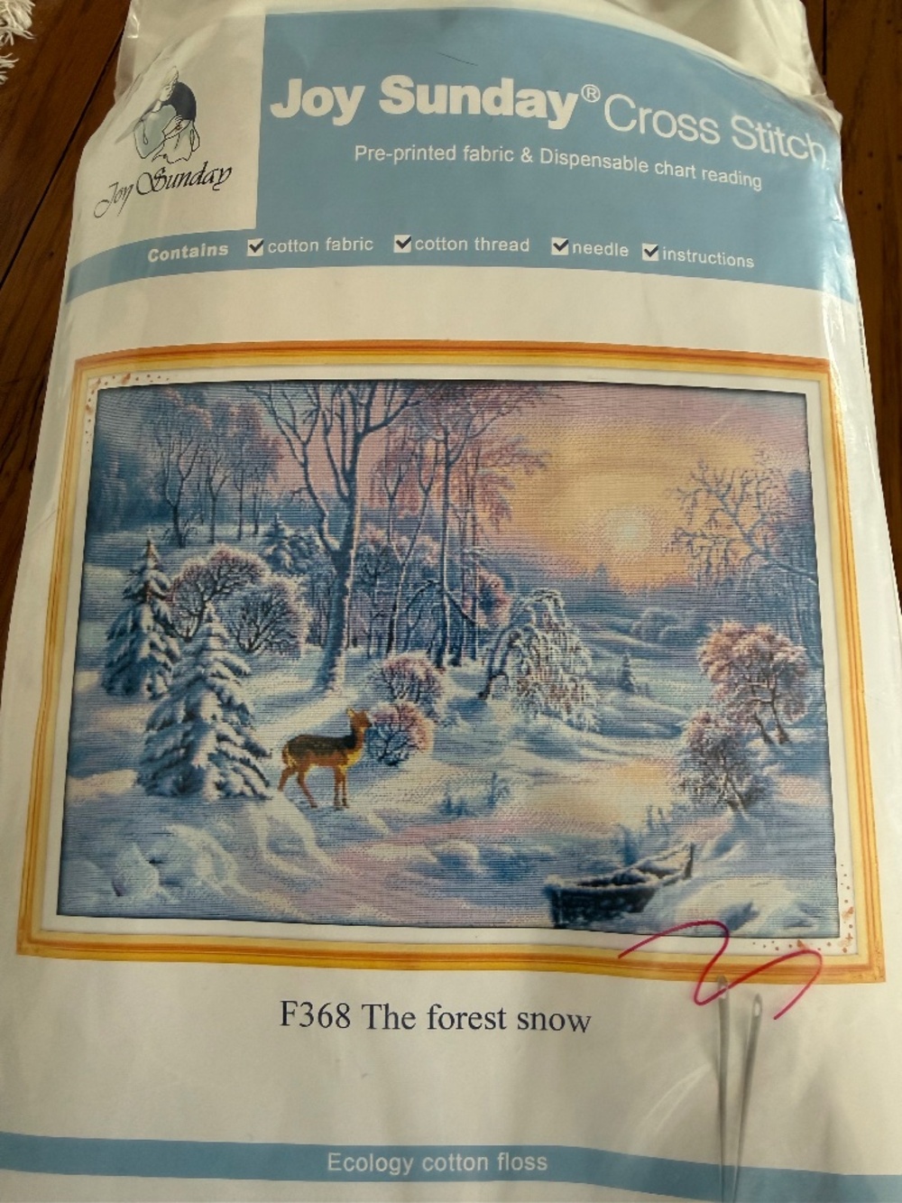Forest Snow Joy Sunday Cross Stitch Kit 11CT Pre-Printed Aida